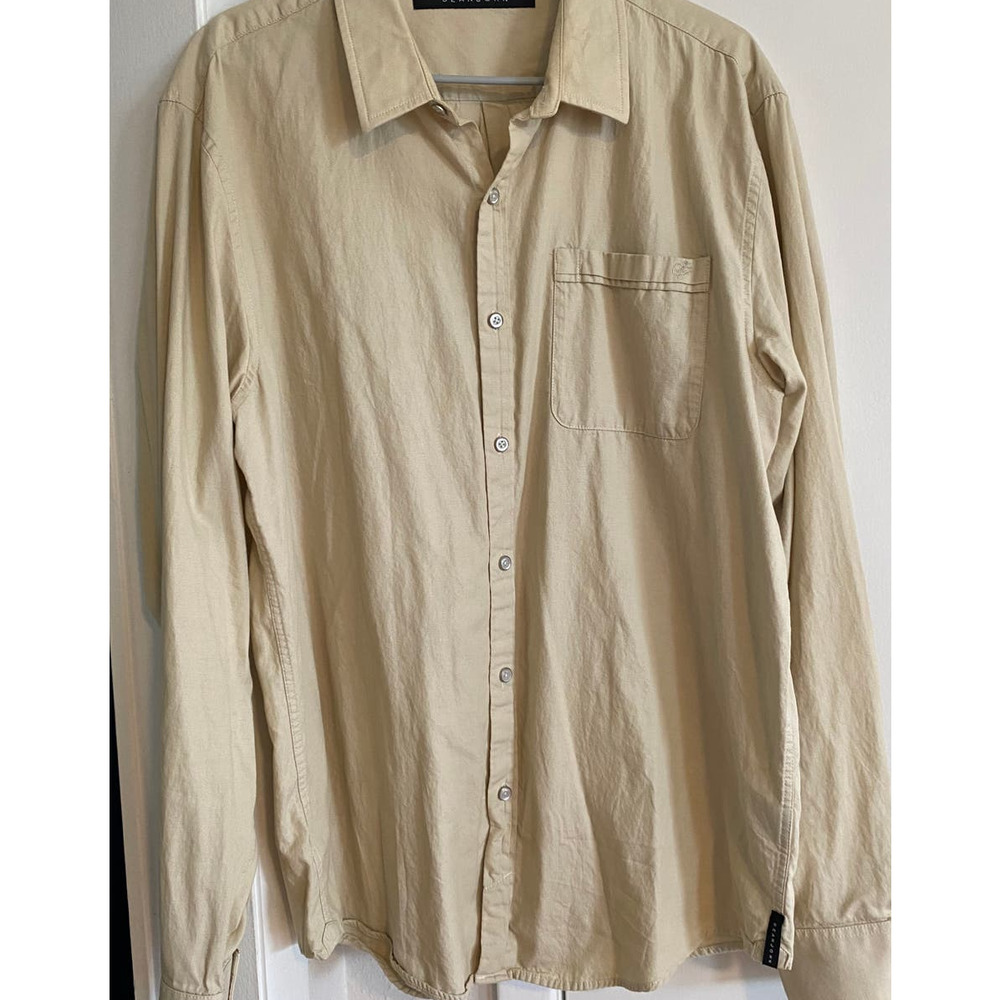 Sean John‎ 100% Cotton L/S Neutral Khaki Button Down Men's Shirt Sz XXL